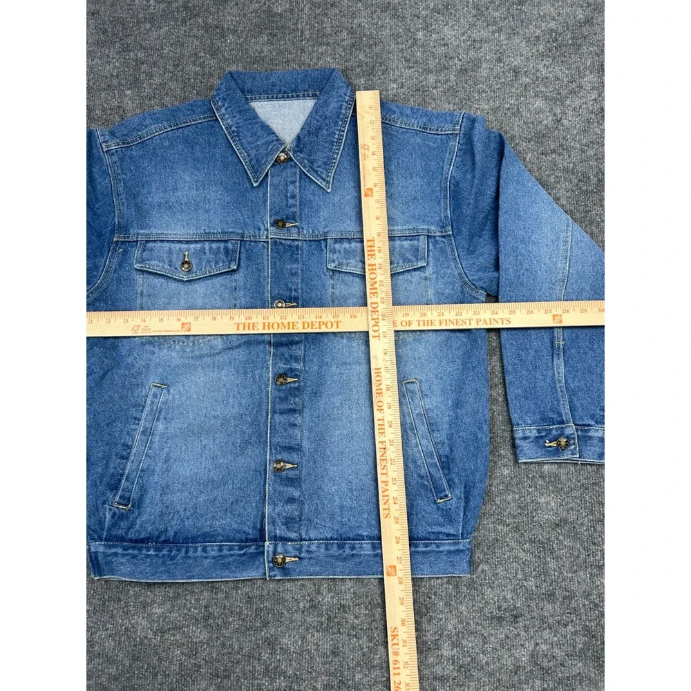 Mens Vintage Denim Jacket Size‎ L Blue Cotton Classic Trucker Style NEW